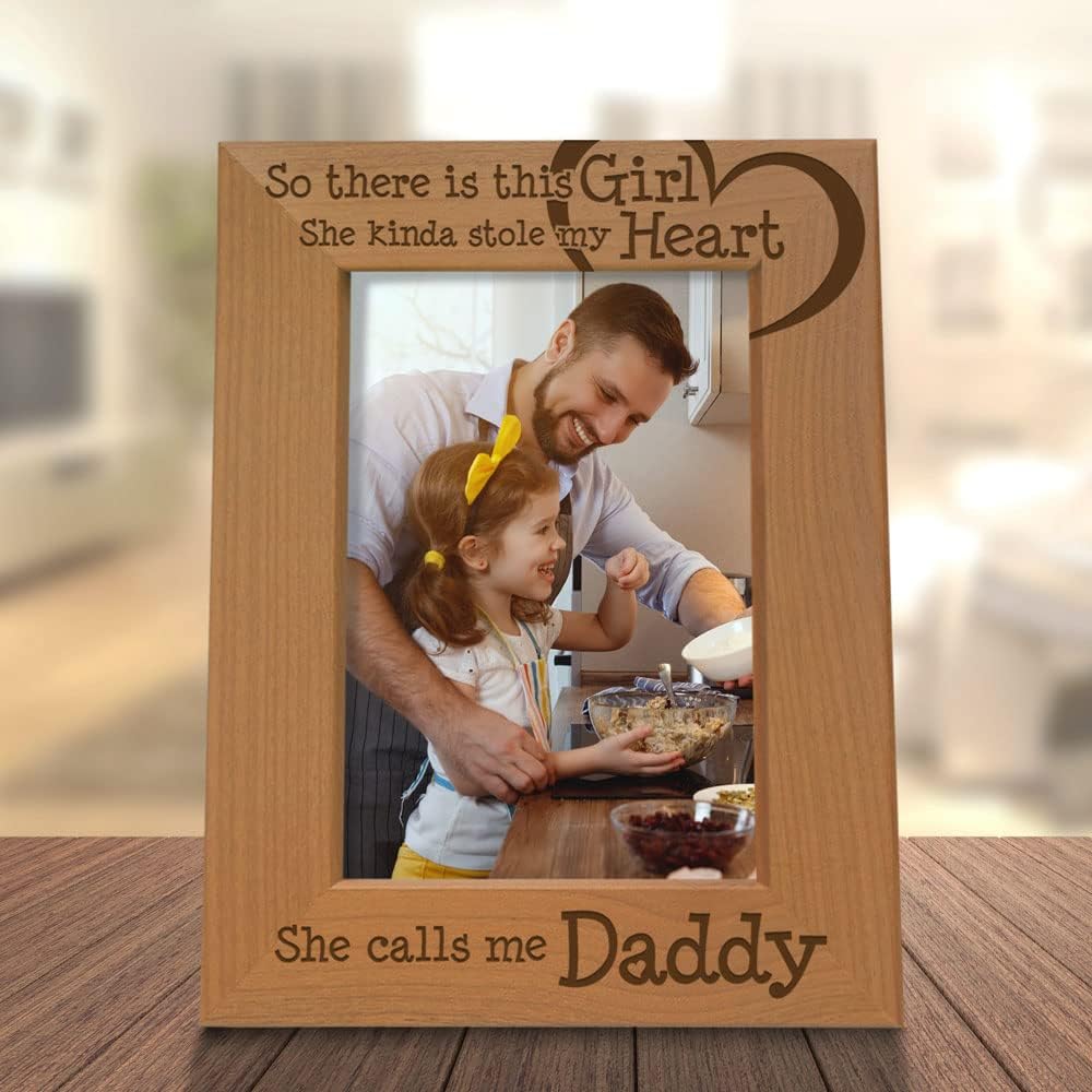 So there is this Girl, She kinda stole my heart, She calls me Daddy Natural Engraved Wood Photo Frame, Father Daughter Gifts, Father's Day, Best Dad Ever, New Baby, New Dad (5x7 Vertical) - view 2