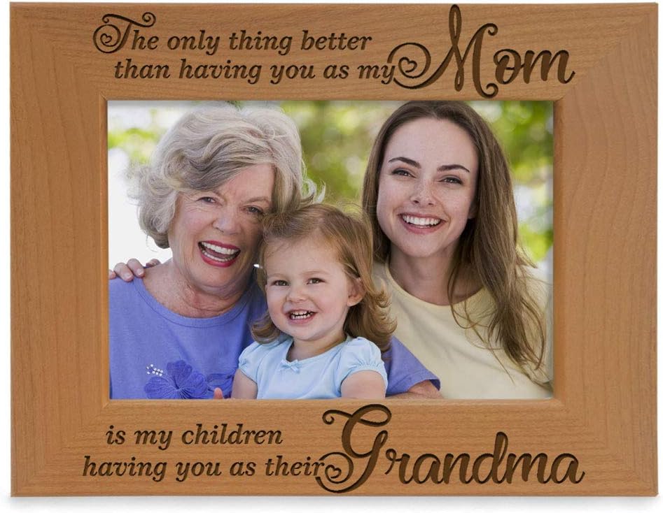 The only Thing Better Than Having You as My Mom is My Children Having You as Their Grandma Engraved Natural Wood Picture Frame, Best Grandma Ever, Grandmother Gifts (4x6 Horizontal) - view 8