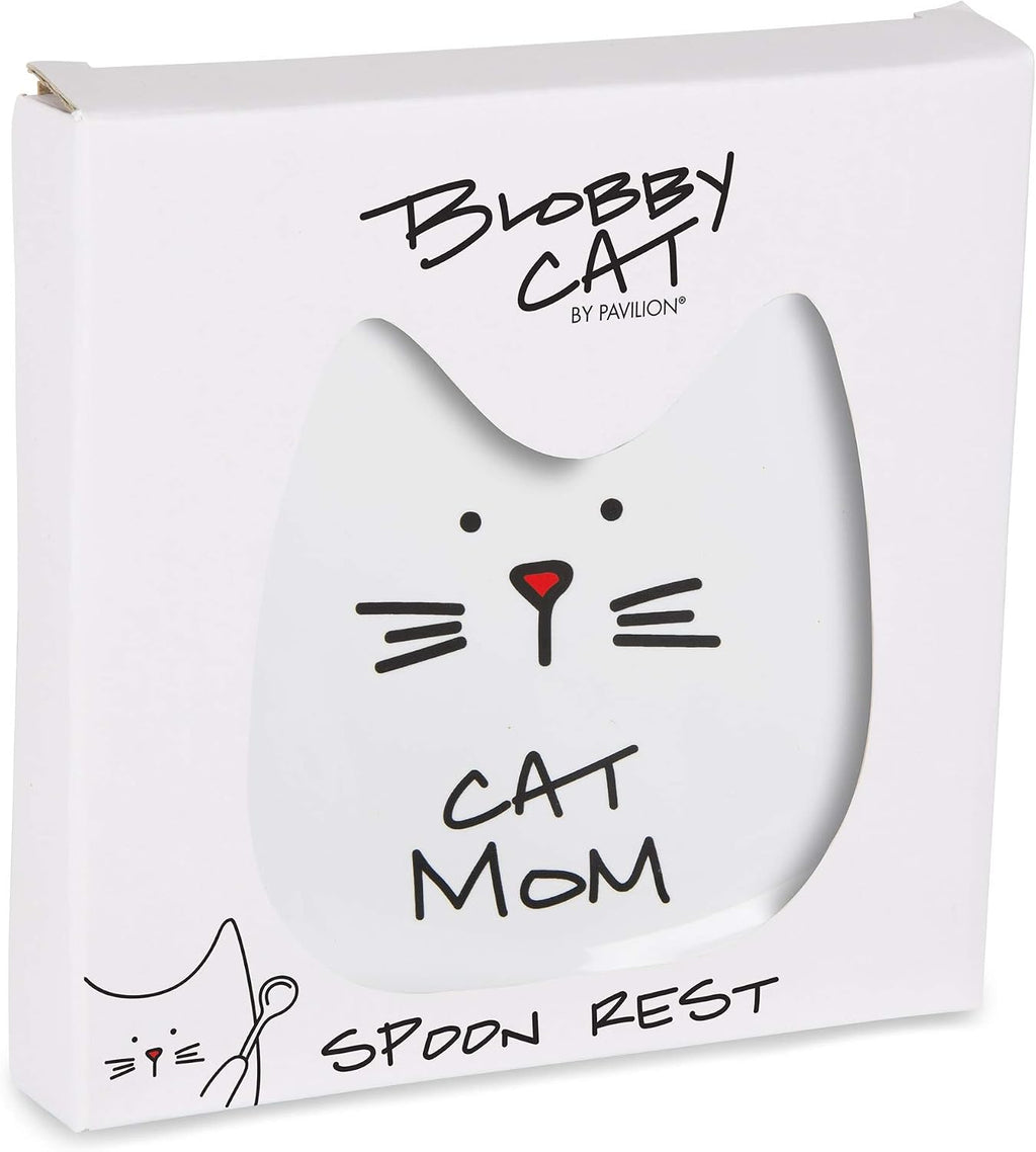 Blobby Cat, Cat Spoon Rest " Cat Mom", 5", White - view 6