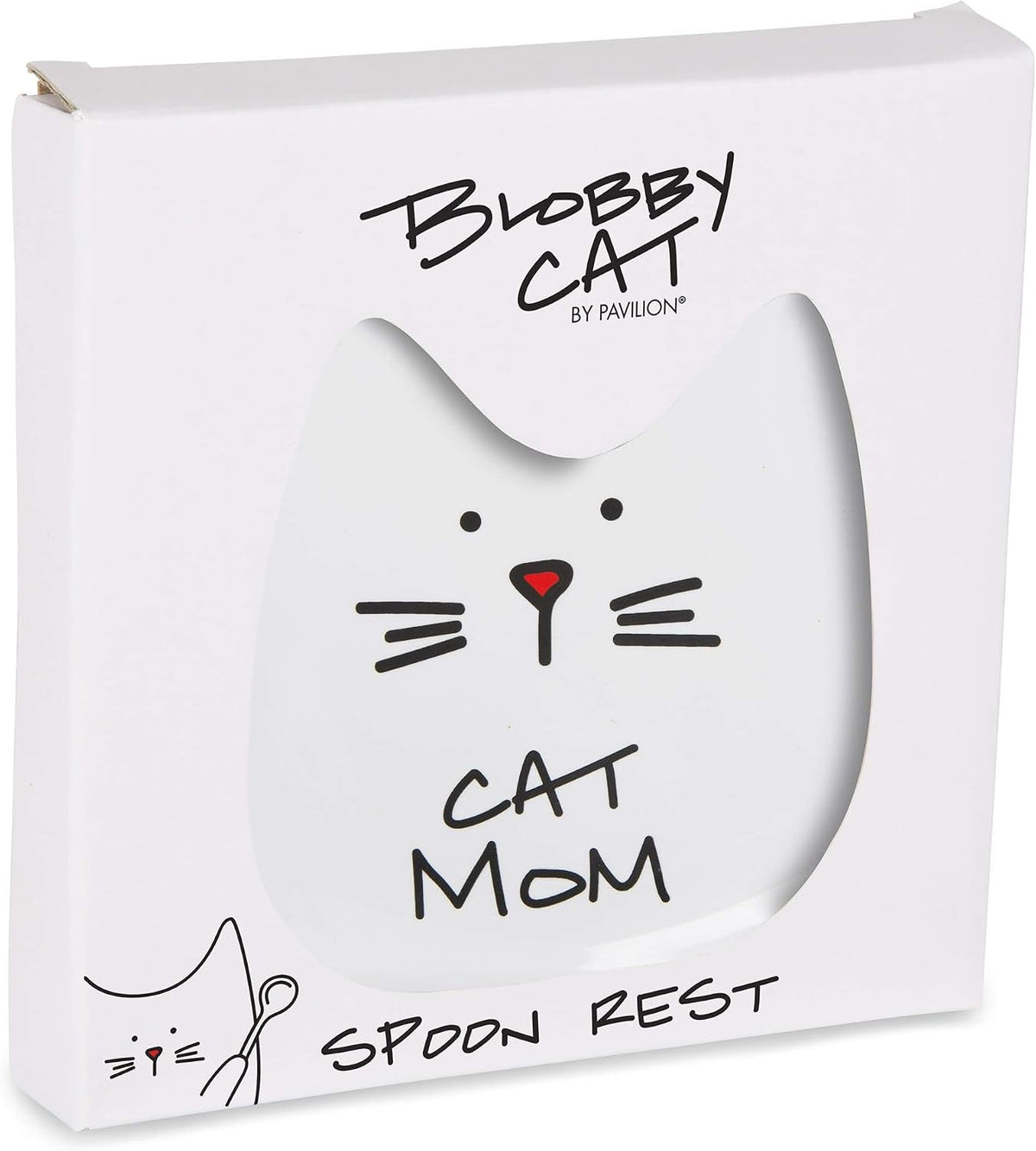 Blobby Cat, Cat Spoon Rest " Cat Mom", 5", White - view 6