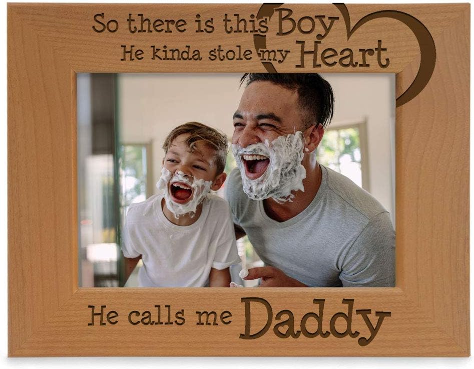 So There is This boy He Kinda Stole My Heart. He Calls me Daddy. Engraved Natural Wood Picture Frame, Birthday, Best Dad Ever, New Dad Gifts (4x6-Horizontal) - view 7