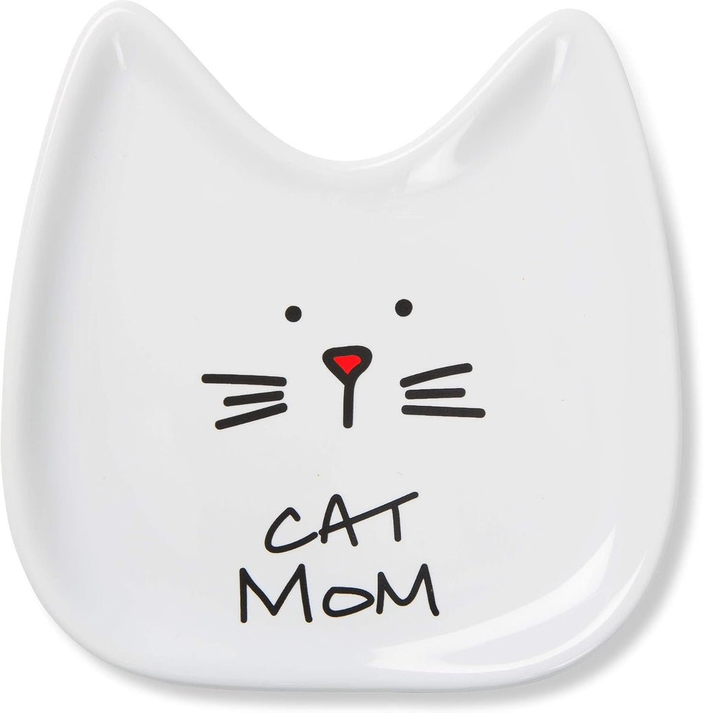 Blobby Cat, Cat Spoon Rest " Cat Mom", 5", White