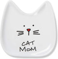 Blobby Cat, Cat Spoon Rest " Cat Mom", 5", White