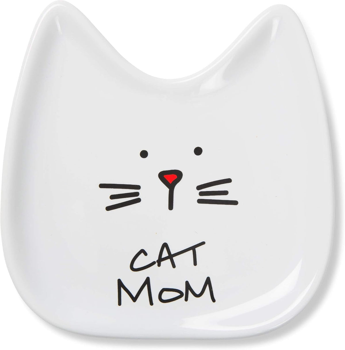Blobby Cat, Cat Spoon Rest " Cat Mom", 5", White