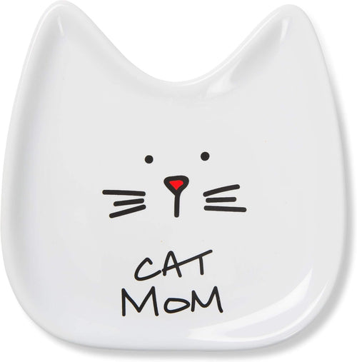 Blobby Cat, Cat Spoon Rest " Cat Mom", 5", White