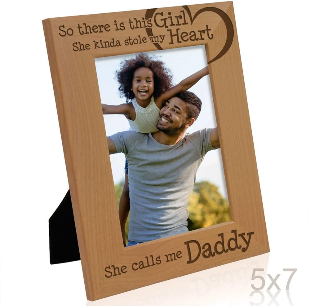 So there is this Girl, She kinda stole my heart, She calls me Daddy Natural Engraved Wood Photo Frame, Father Daughter Gifts, Father's Day, Best Dad Ever, New Baby, New Dad (5x7 Vertical) - view 4