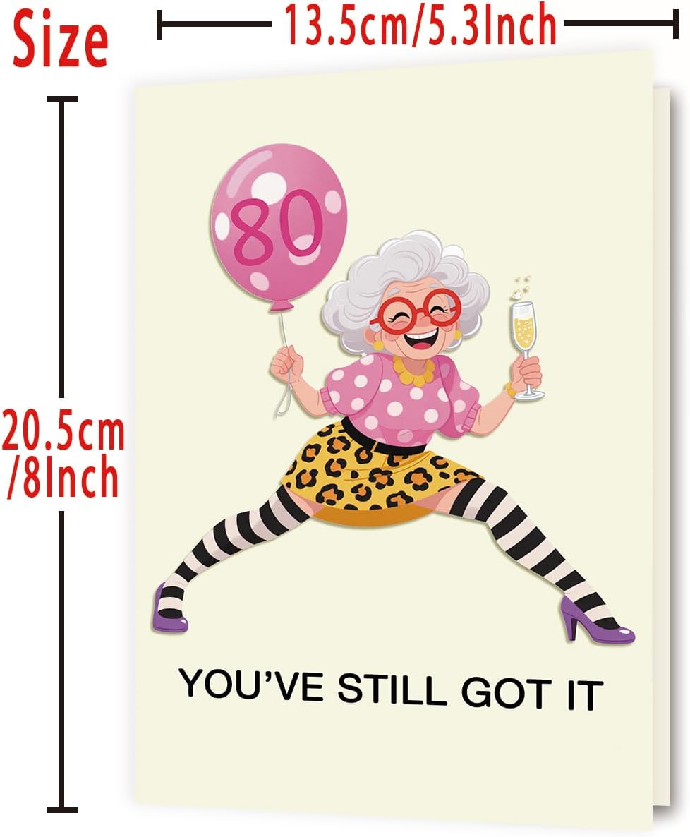 Happy 80th Birthday Card Gifts for Women Her Grandma | 80 Year Old Birthday Decorations for Mom Wife Friend，Heartfelt Inside Message,Idea for Party Decoration and Celebration - view 3