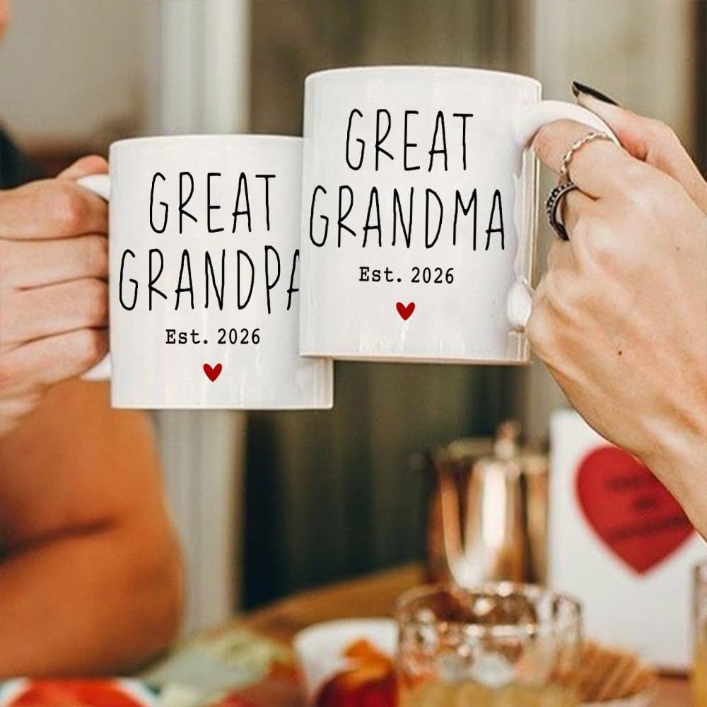 Great Grandparents EST 2026 Mugs, EST 2026 New Grandparents Gift, Pregnancy Announcement Pregnancy Reveal Mug, First Time Grandparents Gifts for New Grandparent - view 2