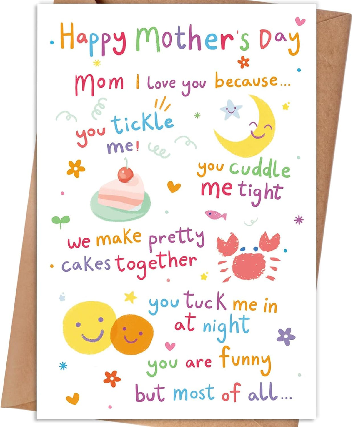 Mothers Day Card | Funny Mothers Day Cards Gifts for Mom from Baby Boy Girl Kids, Happy Mother's Day, Includes Envelope and Stickers - view 2