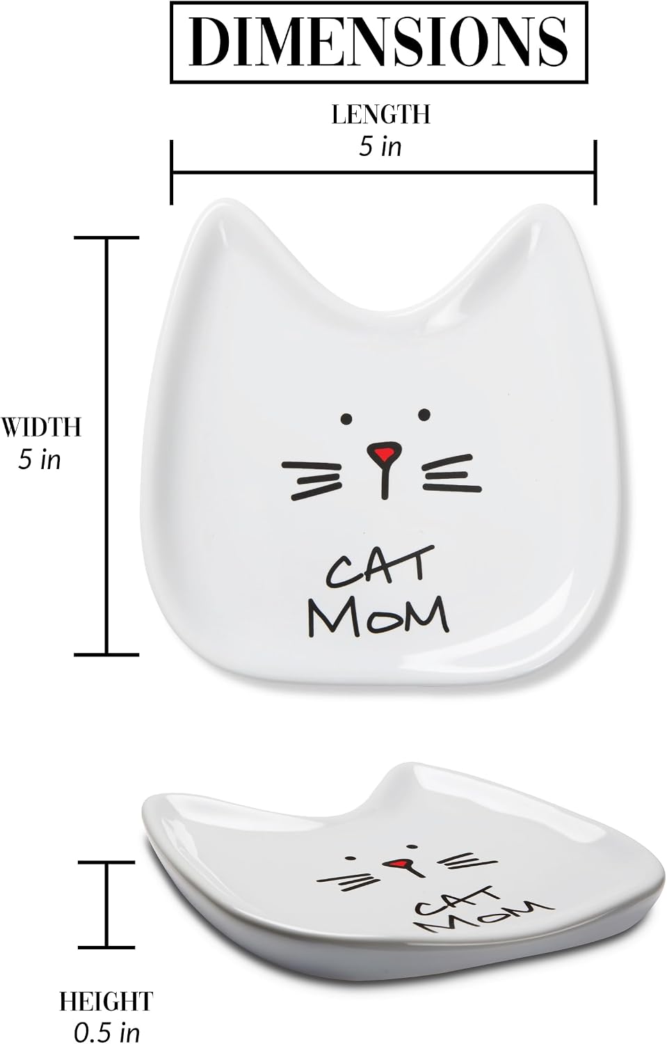 Blobby Cat, Cat Spoon Rest " Cat Mom", 5", White - view 3