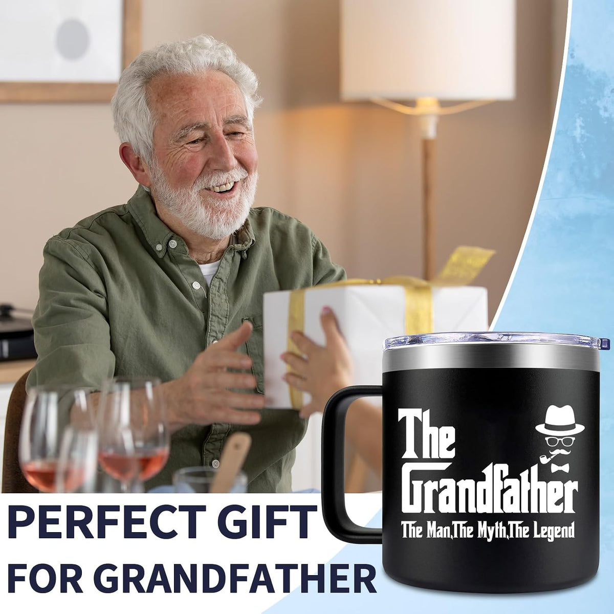 Fathers Day Gift for Grandpa Mug - Grandpa Gifts from Grandchildren - Grandfather Birthday Christmas Gift from Granddaughter, Grandson - Coffee Mug 14oz - view 2