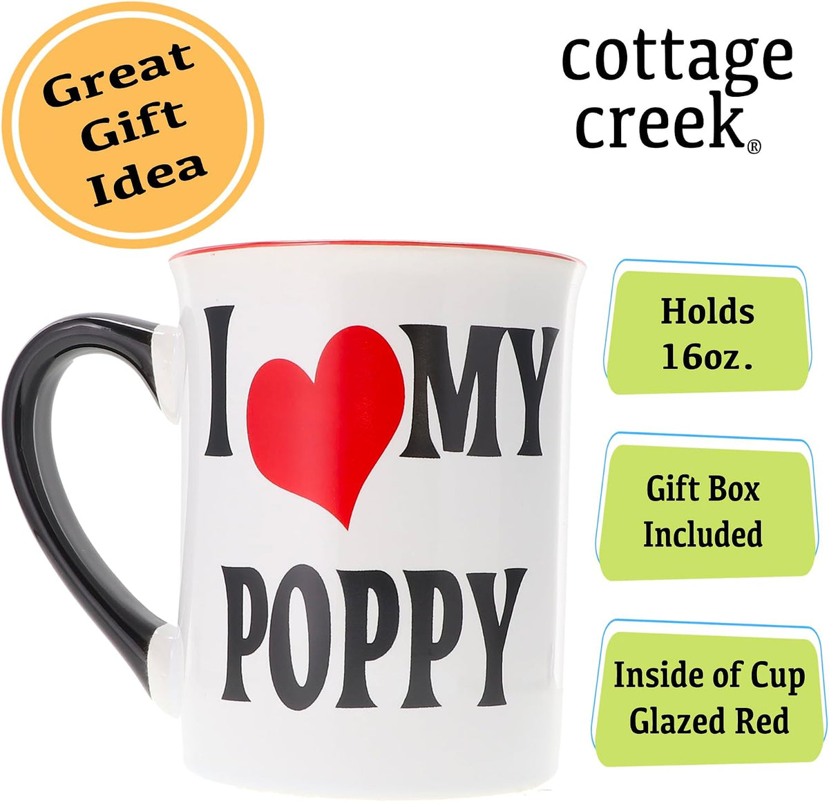 Ceramic Coffee Cups, 16oz Large I Love My Poppy Mug | Ideal Gift for Grandpa, Papa, and Dad, for Father's Day, Birthday, or Christmas, Poppy Coffee Mug, Home Decor, Kitchen Decor - view 4