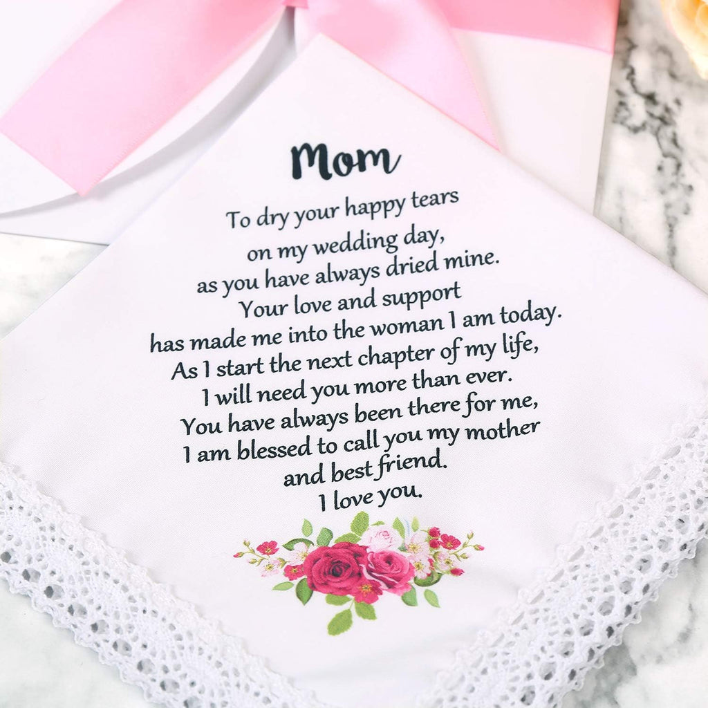 Wedding Handkerchief for Bride's Mother, Mom Wedding Gift from Daughter, Keepsake Hankie for Mother - view 3