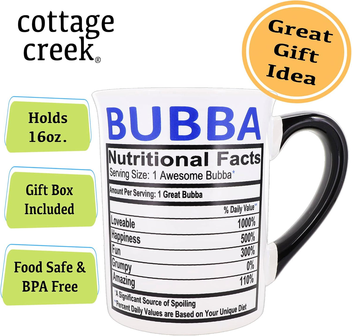 Bubba Mug, 16oz Ceramic Bubba Coffee Cup | Coffee Table and Home Decor, Mens Gifts for Men, Grandpa, Dad, Papa, Grandparents - view 3