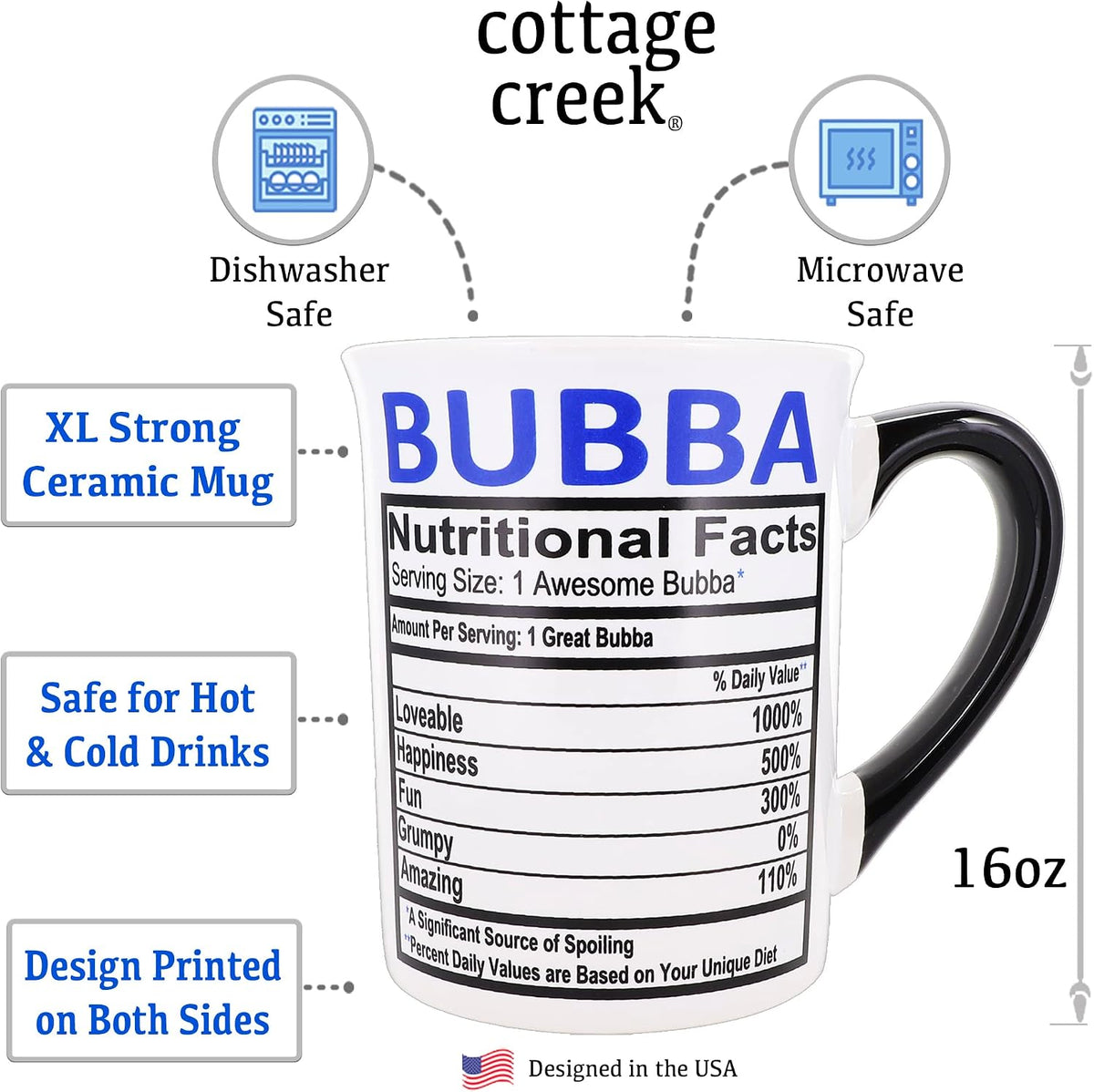 Bubba Mug, 16oz Ceramic Bubba Coffee Cup | Coffee Table and Home Decor, Mens Gifts for Men, Grandpa, Dad, Papa, Grandparents - view 2