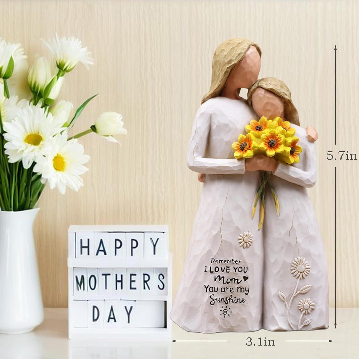 Mom Birthday Gifts from Daughter, Gifts for Mom,Mother Daughter Figurine | Birthday Gifts for Mom,Mom Gifts for Mothers Day Christmas,Hand-Painted Resin Mother Daughter Statue,Mother of the Bride Gift - view 4