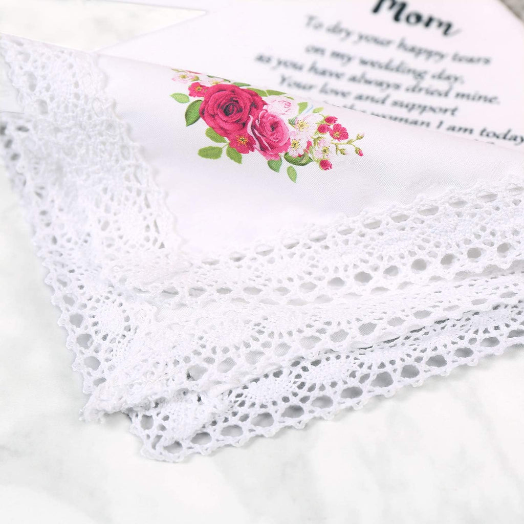 Wedding Handkerchief for Bride's Mother, Mom Wedding Gift from Daughter, Keepsake Hankie for Mother - view 4