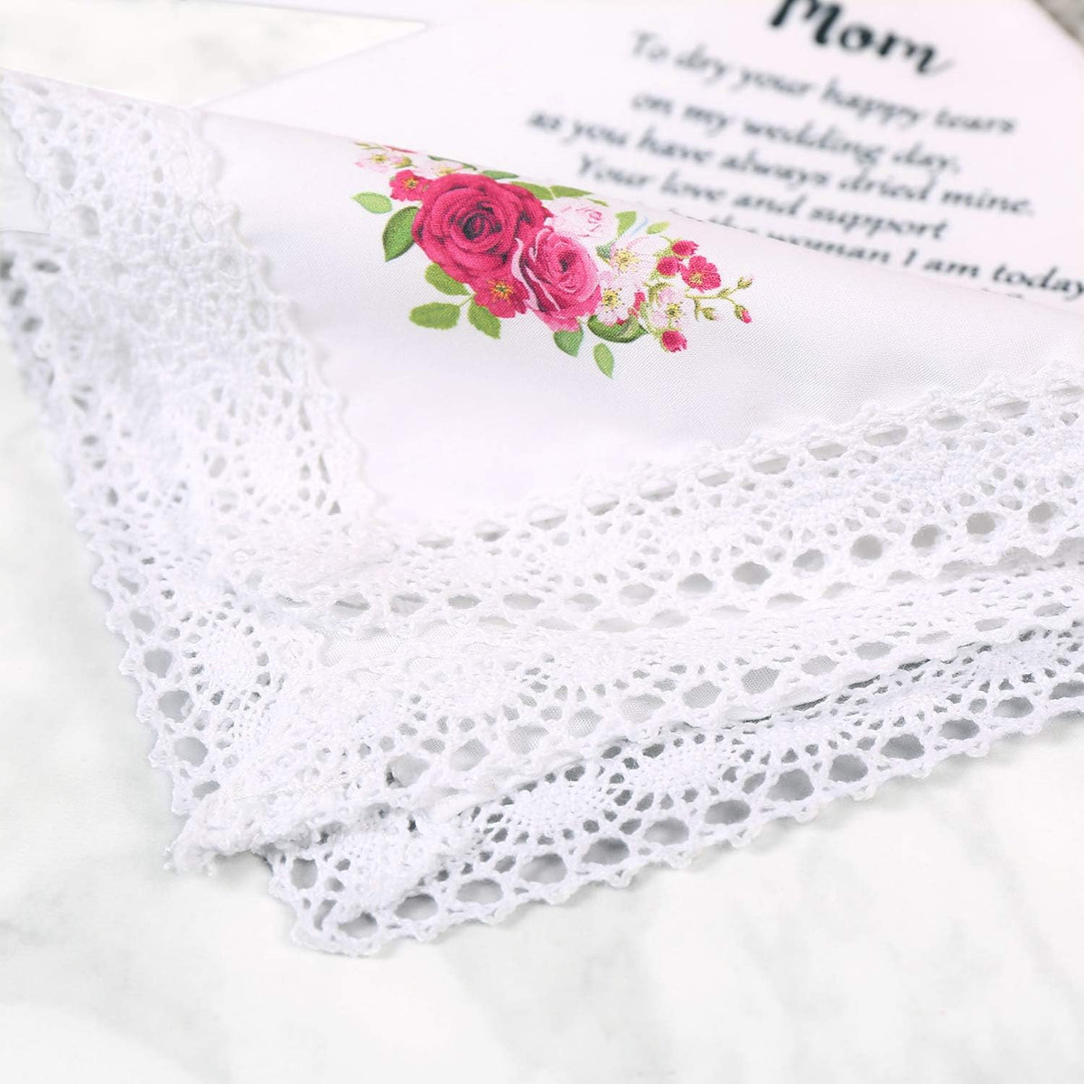 Wedding Handkerchief for Bride's Mother, Mom Wedding Gift from Daughter, Keepsake Hankie for Mother - view 4
