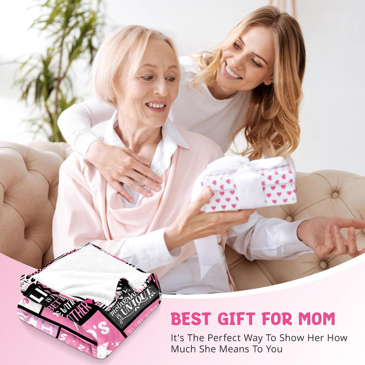 Mom Birthday Gifts from Daughter, Best Mom Ever Blanket 50"x60" | Soft Cozy Keepsake for Christmas, Valentine's Day, Mother's Day and More - view 2