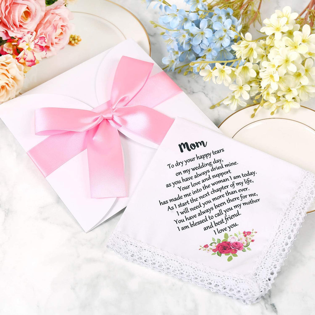 Wedding Handkerchief for Bride's Mother, Mom Wedding Gift from Daughter, Keepsake Hankie for Mother - view 2