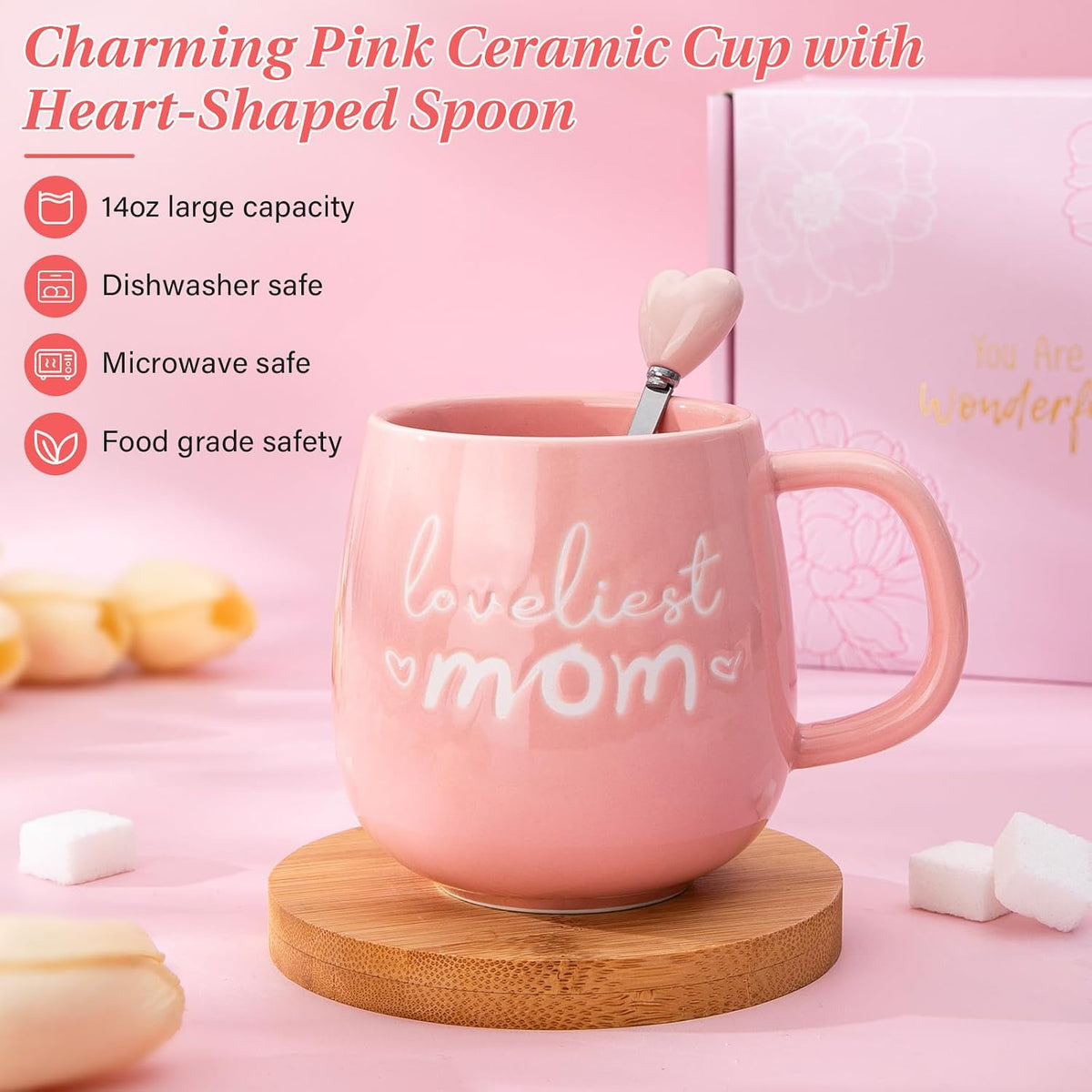 Gifts for Mom from Daughter Son Loveliest Mom Cup Trinket Dish | Mom Birthday Gift,Cup,Jewelry Dish, Spoon with Gift Box, Gift For Mom Birthday Anniversary Mother Day For Mother Mama - view 2