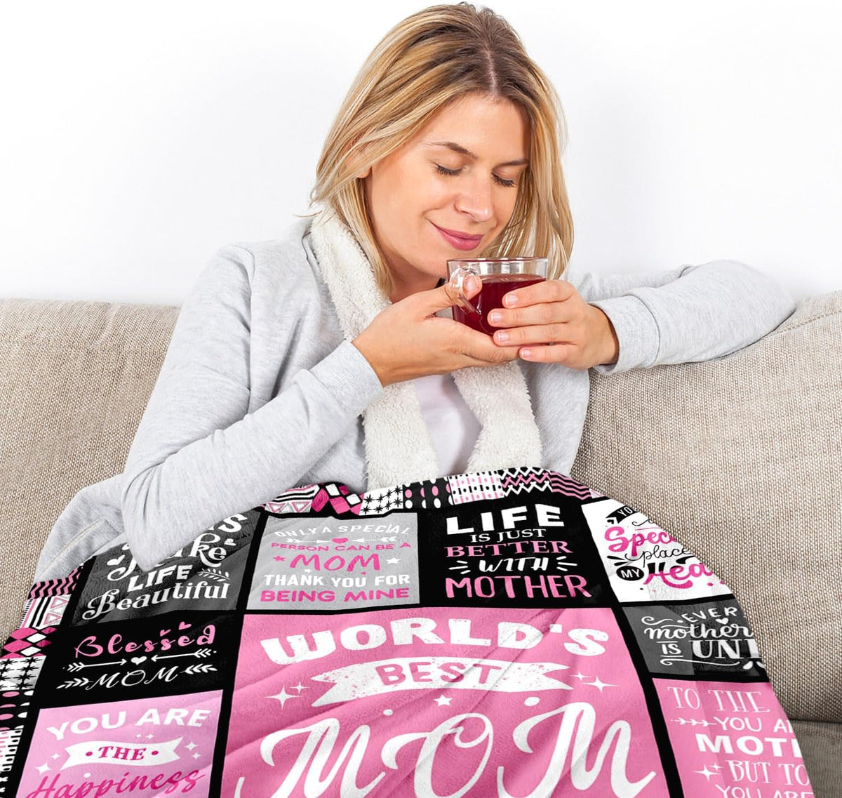 Mom Birthday Gifts from Daughter, Best Mom Ever Blanket 50"x60" | Soft Cozy Keepsake for Christmas, Valentine's Day, Mother's Day and More - view 3