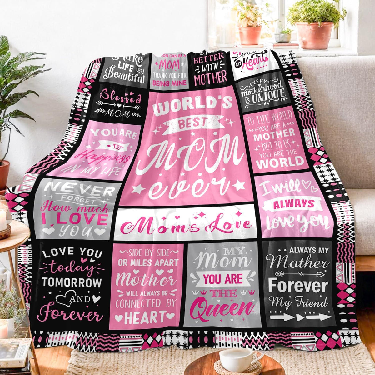Mom Birthday Gifts from Daughter, Best Mom Ever Blanket 50"x60" | Soft Cozy Keepsake for Christmas, Valentine's Day, Mother's Day and More - view 4