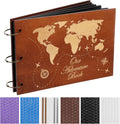 Wooden Scrapbook Photo Album, 12x8 Inch Diy Memory Book with 40 Black Pages and 6 Corner Stickers, Ideal for Anniversaries, Weddings, Birthdays, and Special Moments