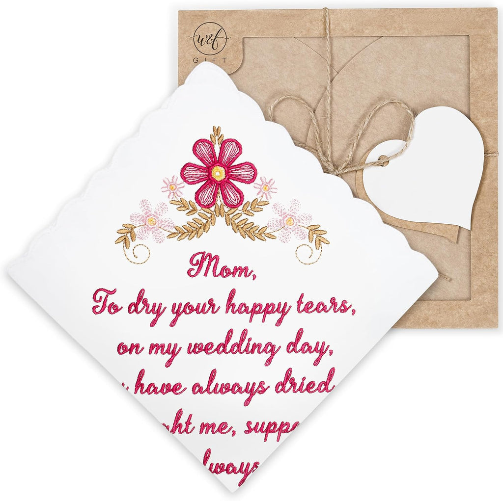 Mother of the Groom Gift Wedding Handkerchief Something Blue | Mother of the Groom Gift from Daughter, Wedding Keepsake Gift, Happy Tears Handkerchief, Cotton Hankie - view 5