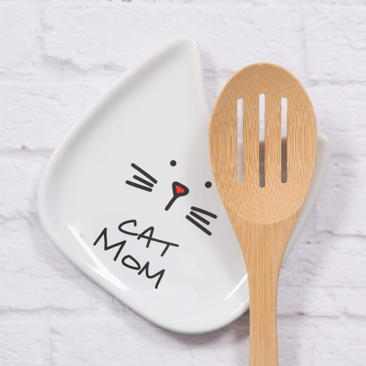 Blobby Cat, Cat Spoon Rest " Cat Mom", 5", White - view 5