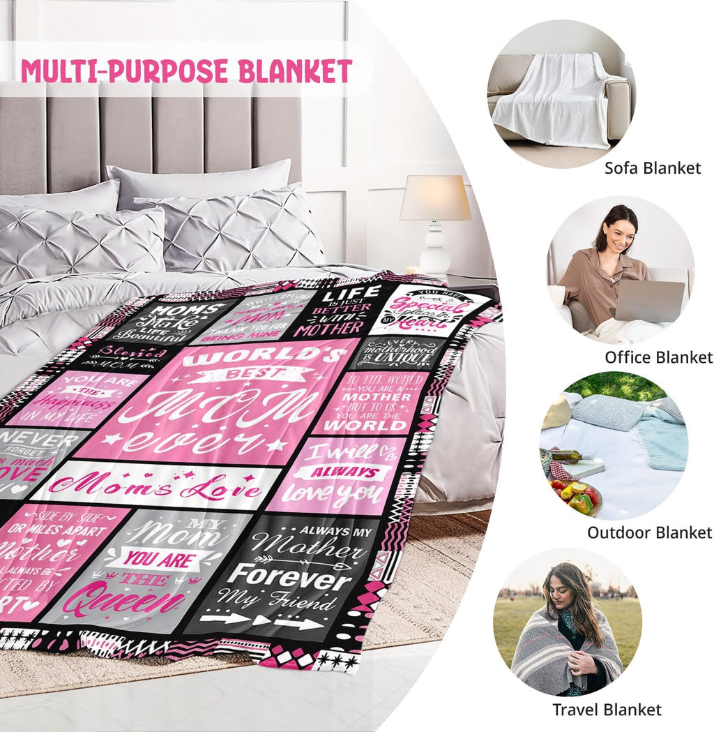 Mom Birthday Gifts from Daughter, Best Mom Ever Blanket 50"x60" | Soft Cozy Keepsake for Christmas, Valentine's Day, Mother's Day and More - view 5