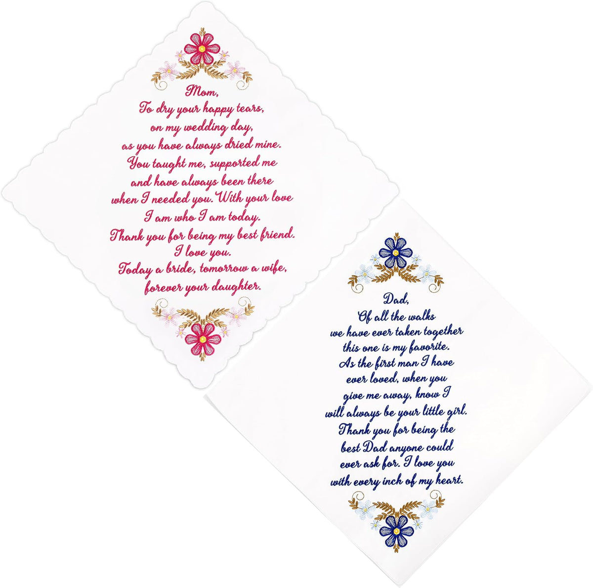 Mother of the Groom Gift Wedding Handkerchief Something Blue | Mother of the Groom Gift from Daughter, Wedding Keepsake Gift, Happy Tears Handkerchief, Cotton Hankie - view 2