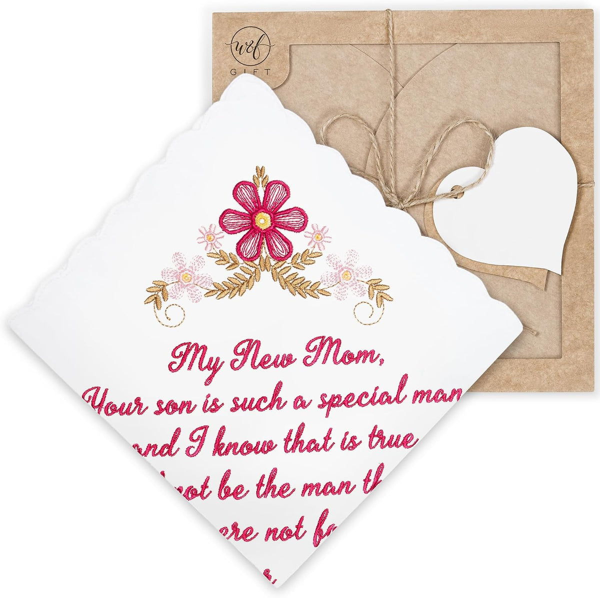 Mother of the Groom Gift Wedding Handkerchief Something Blue | Mother of the Groom Gift from Daughter, Wedding Keepsake Gift, Happy Tears Handkerchief, Cotton Hankie - view 4