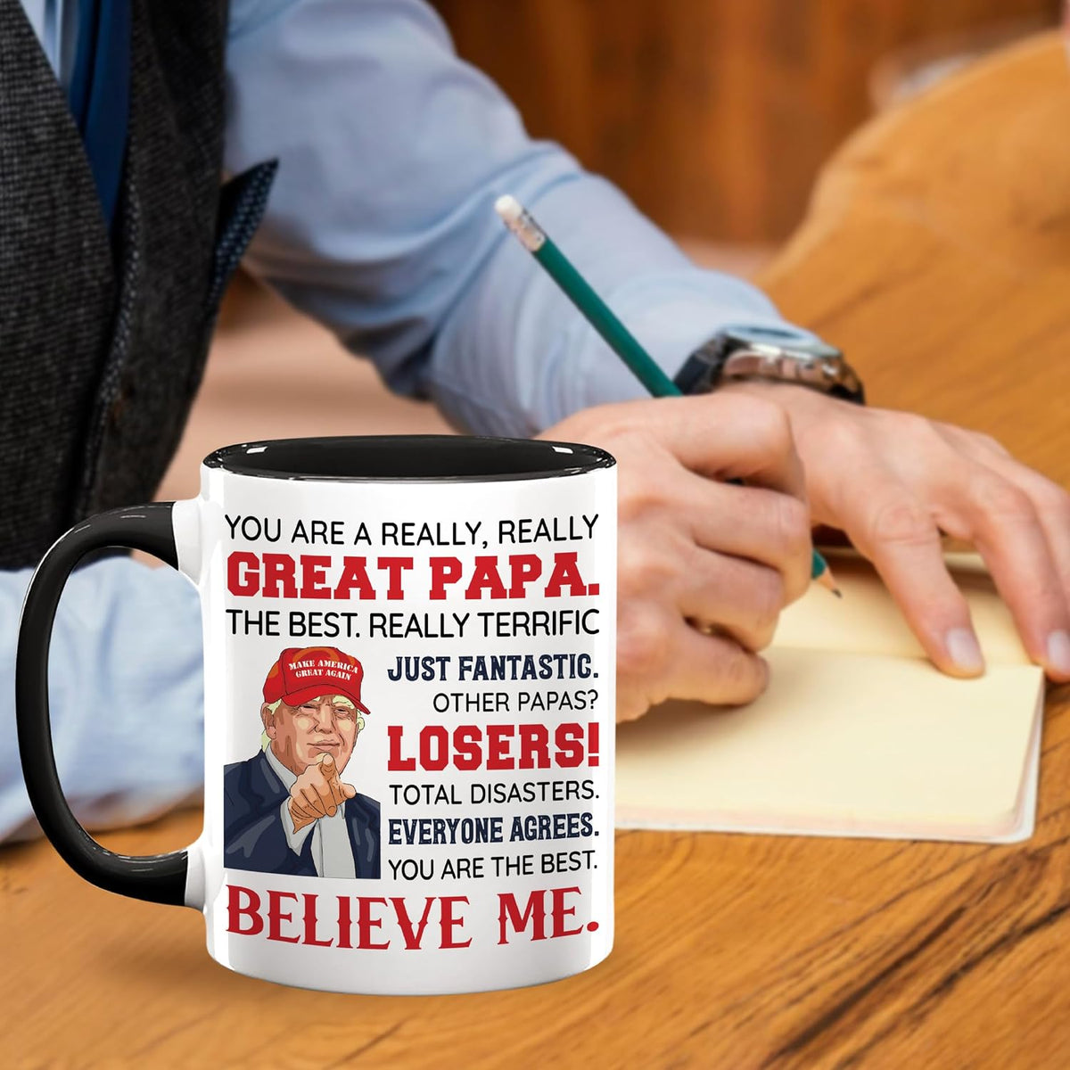 Fathers Day Gift for Papa from Grandkids, Grandchildren - Christmas, Birthday, Father's Day Gifts for Dad, Father, Grandpa Gift Idea - Papa Coffee Mug 11oz - view 5